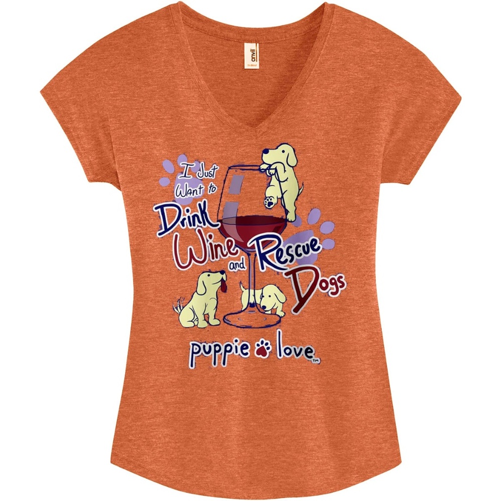 Puppie Love Rescue Dog WINE PUP Tee/T-Shirt NWT